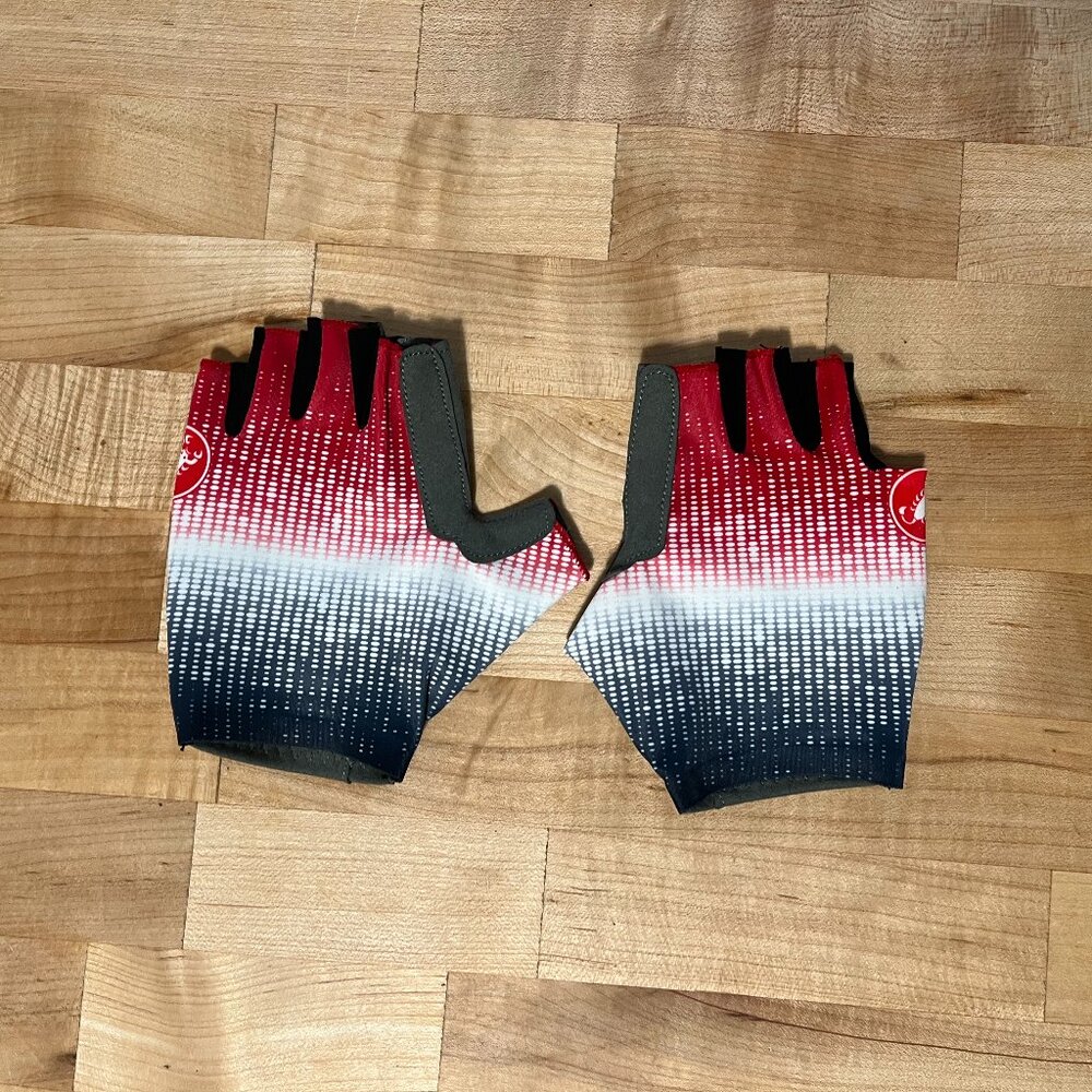 New Men's Small Castelli Rosso Corsa Cycling Gloves Blue Red